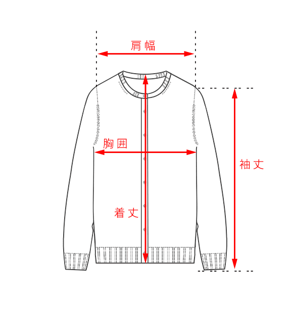 カーディガン サイズガイド